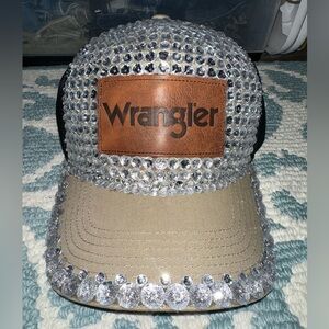 Custom Wrangler Rhinestone Cap with Tan and Brown Accents